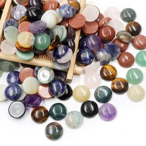 Natürlicher Kristall Heils tein Cabochon 14Mm Harz Runde Cabochons Flacher Rücken Edelstein Für Schmuck herstellung Ring