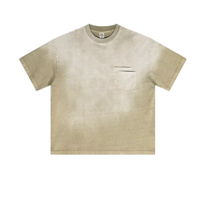 Men Vintage Washed Oversized T Shirt 100% Cotton Pocket Tee Short Sleeve O Neck Custom Logo Casual Wear - Product Image 3