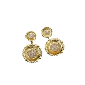 Flower Shape <b>Gold</b> Drop <b>Earrings</b> Micro Insert Party Jewelry Women's <b>Dangle</b> <b>Earrings</b> - Product Image 1