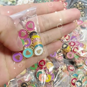 20 unids/lote 12*14MM dulce amor corazón esmalte encanto aleación de oro colgante para DIY pendiente joyería ornamento DIY accesorios al por mayor - Product Image 2