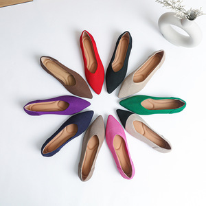 Chaussures <span class=keywords><strong>bateau</strong></span> plates confortables et décontractées à bout pointu en tricot, avec semelle intérieure respirante et semelle extérieure en caoutchouc, modèle à enfiler pour toutes les saisons - Product Image 1