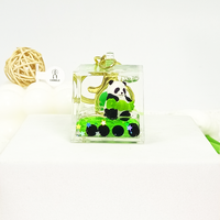 Gantungan Kunci Akrilik Bentuk Panda Pemakan Bambu, Jam Pasir, Pasir Mengalir UV, Kartun, Glitter Mengambang, Suvenir, Hadiah, Grosir, Partai Besar