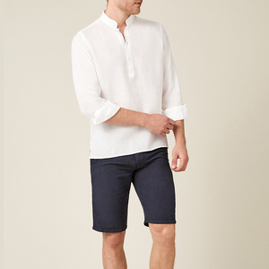 Camisa de hombre de lino y algodón de diseño turco al por mayor, camisas casuales con bolsa de pasta de verano sólida Henry tamaño EE. UU. con logotipo personalizado/ - Product Image 3