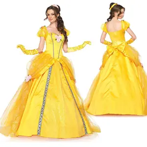 Robe de Cosplay de l'anime la Belle et la bête, Costume d'halloween, robe de princesse pour femmes