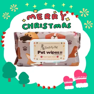 Aloe Vera Christmas Customize logo Pet Wipes Manufacturer Pet Wet Wipes Cleaning Dogs or Cats Body or Paw pet wipes