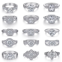 Bague de Fiançailles et Alliance Personnalisées en Argent S925 avec Moissanite et Zircon Cubique, Tailles Ovale, Poire, Radiant, Princess, Heart Cut