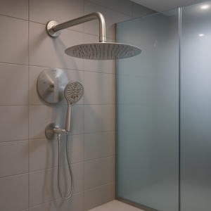 Vevor - Juego de grifería de ducha de lluvia de 10 pulgadas en níquel cepillado, montado en la pared, con rociador de mano, sistema de baño, kit de válvula de latón - Product Image 2