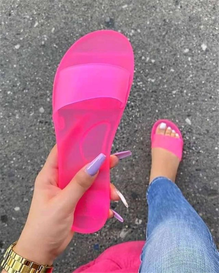 2021 Summer Slides Slippers Non-slip Women Crystal Jelly Sandals Soft Slides Ladies Beach Shoes