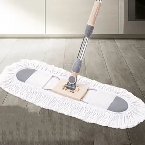 Large Cleaning Tablet Floor Wood Cotton Thread Dust Push Trapead Rotating Hands Free Dry Wet Dual-Use Flat Mop Trapeadore