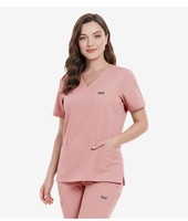 Ensemble de blouses et pantalons droits à cordon de serrage multi-poches à col en V pour infirmières, idéal pour les tenues de travail hospitalières (vente en gros)