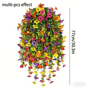 Guirlandes de fleurs artificielles violettes 45 mailles pour décoration suspendue de jardin, moulage par injection plastique X4 - Product Image 3