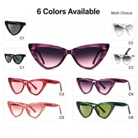 Vente en gros et au détail de lunettes de soleil œil de chat tendance, lunettes de soleil de haute qualité en rouge, violet, vert et transparent