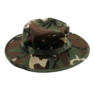 Benutzer definierte breite Krempe Camo Eimer Hut für Outdoor-Männer Angeln Jagdhut Eimer Boonie Outdoor Cap Washed Cotton Summer