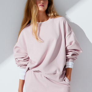 Sudadera de diseñador de algodón para mujer a bajo precio, Tops cortos personalizados, sudaderas, sudadera de manga larga con cuello redondo de gran tamaño - Product Image 5