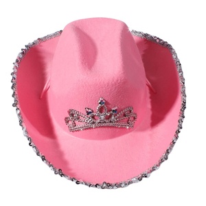 Prêt à expédier en gros rose Cowboy Cowgirl chapeaux diadème feutre Light Up Rodeo <span class=keywords><strong>Princess</strong></span> Hat - Product Image 1