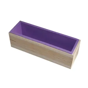 Early Riser Khuôn Bánh Mì Silicon Hình Chữ Nhật Linh Hoạt Khuôn Xà Phòng Với Hộp Gỗ Dụng Cụ Làm Xà Phòng 42Oz 1.2Kg Giá Xuất Xưởng - Product Image 1