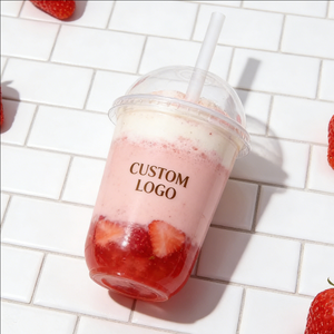 Gobelets jetables transparents en PP en forme de U avec logo personnalisé, à paroi simple, diamètre 90 mm, pour thé au lait Boba, boissons froides, café, 16 oz, 24 oz - Product Image 3