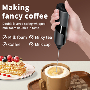 Pengaduk susu, dioperasikan baterai ramah lingkungan, baja tahan karat, Mixer susu dan minuman, genggam dengan dudukan untuk toko kopi - Product Image 2