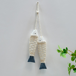 Mediterranean Style Wooden Fish Wall Hanging 4Pcs Pine Handcrafted Home <b>Decor</b> Irregular Shape - Product Image 3