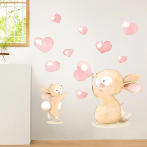Autocollant mural auto-adhésif pour chambre d'enfant, motif mère lapine et sa bulle d'amour, papier peint décoratif pour chambre d'enfant - Product Image 4