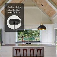 Lampes suspendues réglables en hauteur de style industriel farmhouse noires SIMIG de 12 pouces pour îlot de cuisine, salle à manger, design vintage en forme de dôme
