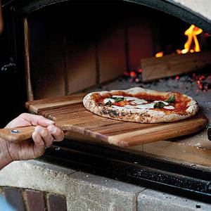 Pasta per <span class=keywords><strong>Pizza</strong></span> quadrata da 12 pollici Design naturale vassoio da portata in legno con manico in bambù per la cottura della <span class=keywords><strong>Pizza</strong></span> - Product Image 4