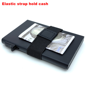Mechanism &amp; Slim Engraved Logo Men's Expandable Capacity Aluminum Metal Case RFID Anti-Theft <strong>Pop</strong> <strong>up</strong> Credit <strong>Card</strong> Holder <strong>Wallet</strong> - Product Image 3