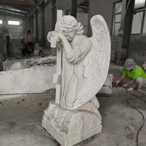 memorial garden hand carving grave marble stones wings weeping angels