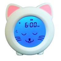 Pabrikan jam Alarm lampu malam latihan tidur bayi kucing lucu silikon jam Alarm lampu malam latihan tidur anak