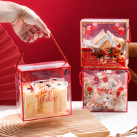 Boîtes de Rangement en Plastique PET Transparentes Personnalisées pour Bonbons, Chocolats, Biscuits, Gâteaux avec Poignée Corde, Boîtes Cadeaux Transparentes