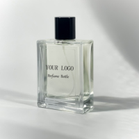 Boîte de parfum d'huile essentielle de rectangle transparent plat clair emballage de soins de la peau Logo fait sur commande bouteille de parfum en verre de 100ml