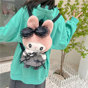 Dibujos animados lindos para muñecas Kuromi juguetes de peluche negro Lolita estilos faldas mochila malla niñas moda al aire libre Kulomi bolso de hombro - Product Image 4