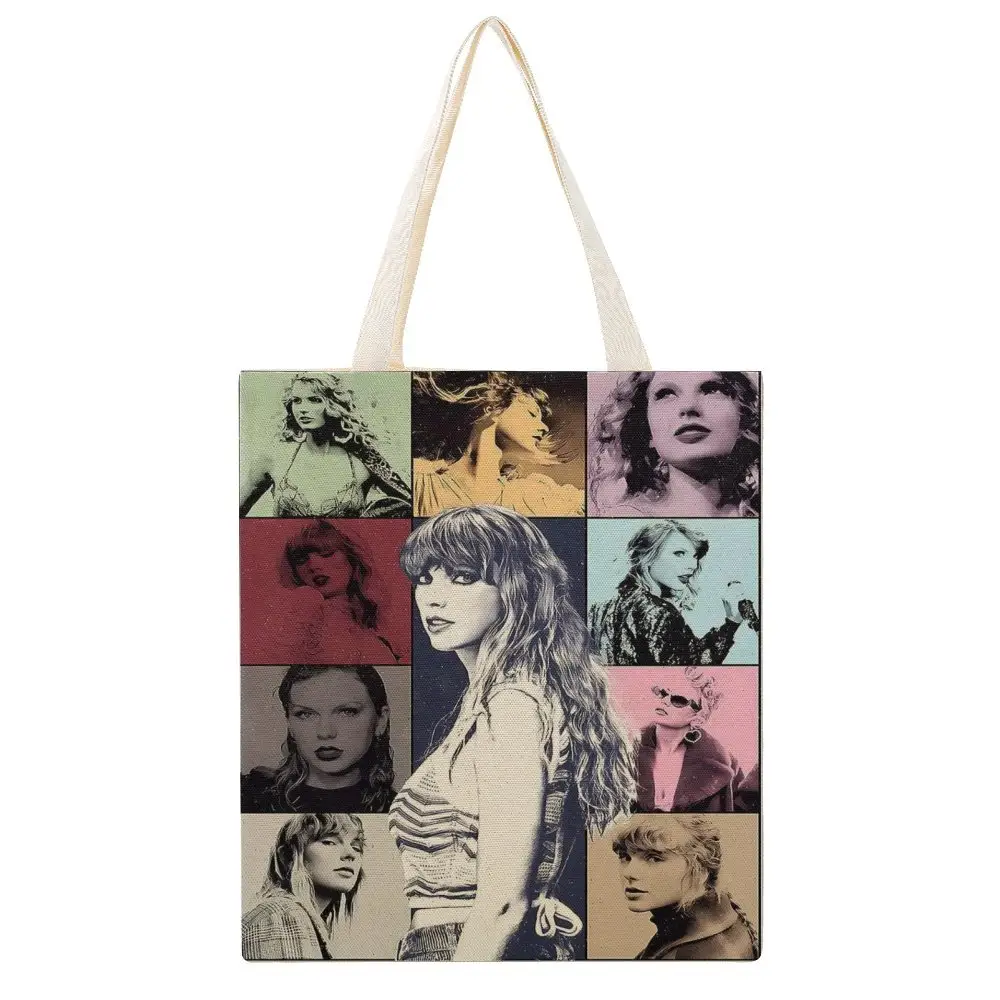 Logotipo personalizado 1989 Eras Tour 2024 TAYLOR SWIFTIE Estética Bonito Reutilizável Escola Praia Mercearia Compras Lona De Algodão Sacolas