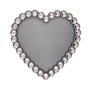 Cadre photo individuel de mariage en alliage de zinc moulé sous pression plaqué argent de haute qualité, orné de perles en forme de cœur, 13x13cm - Product Image 1