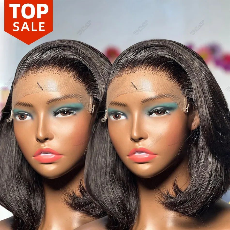 Wholesale Peruvian Short Bob Wigs Human Hair Lace Front Hd Lace Frontal Wigs Cheap Bone Straight Human Hair Wigs For Black Women