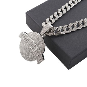 สร้อยคอจี้ขนาดใหญ่สำหรับผู้ชาย สไตล์ฮิปฮอปยอดนิยม จี้ทรงกลมแบบคิวบา เครื่องประดับแบรนด์ดัง - Product Image 5