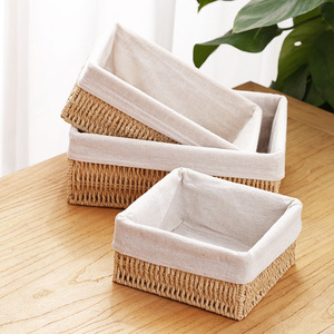 Paniers cadeaux <span class=keywords><strong>en</strong></span> papier <span class=keywords><strong>avec</strong></span> <span class=keywords><strong>couvercle</strong></span> <span class=keywords><strong>en</strong></span> osier rangement plat <span class=keywords><strong>en</strong></span> <span class=keywords><strong>rotin</strong></span> bacs de rangement tissé organisateur boîte pour étagère placard chambre - Product Image 3