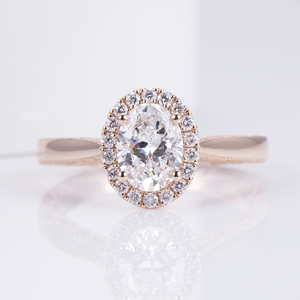 Bague ovale en diamant or jaune 18 carats Messi Jewelry MSR-1415 pour femme - Product Image 1