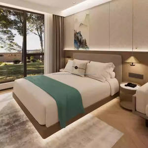 Juego de Muebles de Dormitorio de Hotel de 3 Estrellas, Modernos, Ecológicos, a Bajo Precio y Personalizables, con Estructura de Cama de Madera, Mesitas de Noche, Armario, Mueble para TV y Sofá - Product Image 1