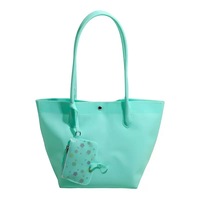 Tas Tote Jelly Transparan Warna Permen PVC Kapasitas Besar dengan Kancing Magnetik, Tas Selempang Jinjing Portabel untuk Wanita