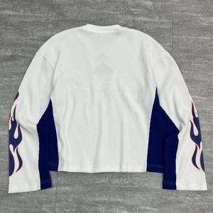 Wholesale Waffle Patchwork <b>Thermal</b> <b>Shirt</b> Custom Logo Embroidered Heavyweight T-<b>shirt</b> Puff Print Oversized Long Sleeve T <b>Shirt</b> - Product Image 2