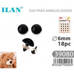 Occhi Artigianali ILAN 6mm Neri per Progetti Fai-da-Te, Set da 18 Pezzi - Product Image 3