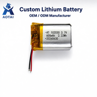 Batterie Li-polymère rechargeable 3,7 V 600 mAh 102030, batterie lithium-ion polymère Lipo, connecteur JST pour montre pour enfants, bracelet de fitness