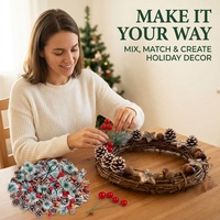 Ensemble d'ornements de Noël : Cône de pin, Aiguilles de pin, Fruits rouges, Acorns, Coque de lotus – Combinaison Cadeau pour la création de bijoux DIY (Composants et accessoires)