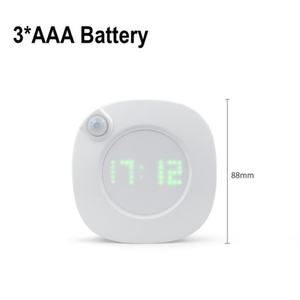 Lumière de placard à détecteur de mouvement, sans fil, alimentée par batterie, LED, veilleuse avec capteur de gravité et horloge - Product Image 6