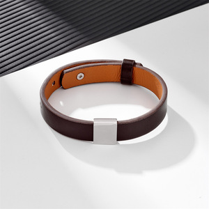 Brazalete <span class=keywords><strong>de</strong></span> <span class=keywords><strong>Cuero</strong></span> Genuino para Hombre, Pulsera Envolvente Hecha a Mano Ajustable Estilo Punk - Product Image 4