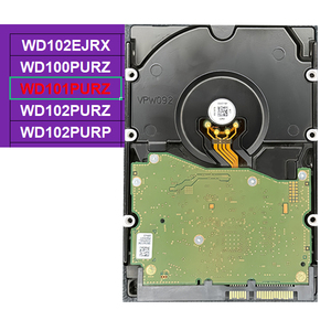 Disque dur d'entreprise WD101PURZ 10 To, surveillance, SATA 6 Gb/s, 7200 tr/min, cache 256 Mo, 3,5 pouces, pour technologie IA AllFrame 24/7 avec 64 caméras - Product Image 1