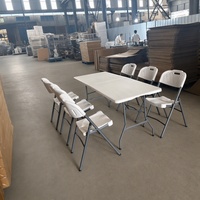 Ensemble table et chaises pliantes en tube d'acier léger HDPE durable, étanche, pour hôpital et repas en extérieur