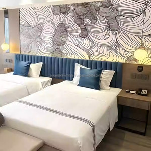 Ensemble de mobilier de chambre à coucher sur mesure pour suite d'hôtel 3 étoiles, économique, avec lit double en bois, tables de chevet et tête de lit - Product Image 1