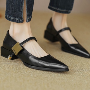 Chaussures plates Mary Jane élégantes à bout pointu, fabriquées à la main en cuir souple de haute qualité, pour femmes, OEM ODM - Product Image 5